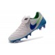 Chaussures Cuir de Kangourou Nouveau 2016 Nike Tiempo Legend VI FG Blanc Bleu