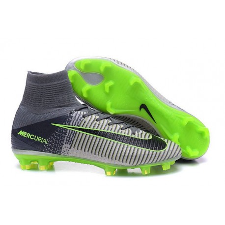 Chaussures de Cristiano Ronaldo Nike Nouvelles 2016 Mercurial Superfly V FG Gris Noir