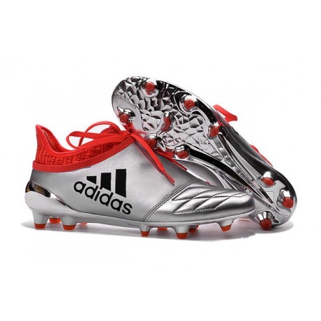 adidas X 16+ Purechaos FG Nouvel Crampons Football Argent Rouge Noir