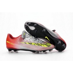 Nouvel 2016 Chaussures Football Nike Mercurial Vapor XI FG Rouge Argent