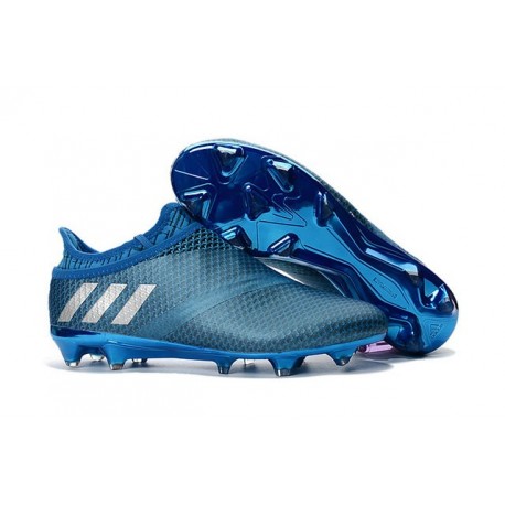 Crampons de Foot Nouvel adidas Messi 16+ Pureagility FG Bleu Argent