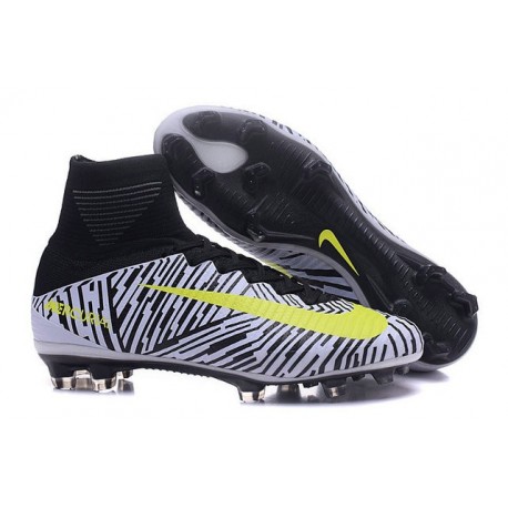 Chaussure de Foot Nouvel Nike Mercurial Superfly 5 FG ACC Blanc Noir Jaune