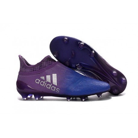 Chaussures de Foot adidas X 16+ Purechaos FG Techfit Violet Bleu