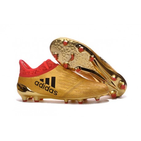 Chaussures de Foot adidas X 16+ Purechaos FG Techfit Doré Rouge