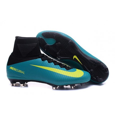 Nike Mercurial Superfly V FG ACC Neuf Crampons Football Bleu Jaune