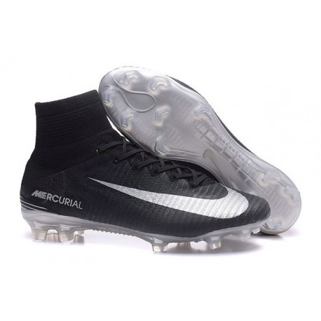 Meilleur Chaussure de Foot Nike Mercurial Superfly 5 FG Noir Argent