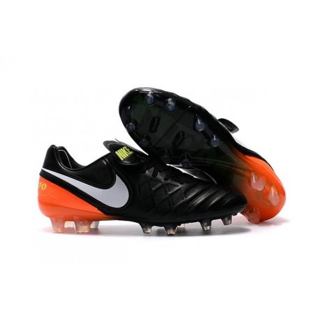 Chaussures de Foot Cuir Nike Tiempo Legend VI FG ACC Noir Orange Blanc