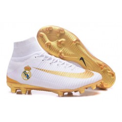 Meilleur Chaussure de Foot Nike Mercurial Superfly 5 FG Real Madrid FC Blanc Or