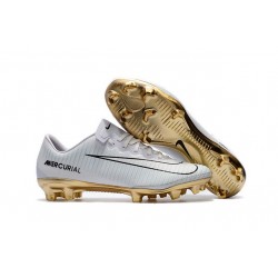 Nike Mercurial Vapor Vitórias 11 CR7 FG Nouveaux Crampons de Foot Blanc Or