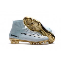 Nike Mercurial Superfly V CR7 Vitórias FG Crampons Football Blanc Or