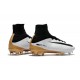 Nike Mercurial Superfly V FG Crampons Football Blanc Noir Or