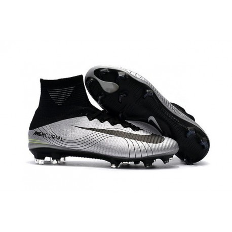 Nike Chaussure de Foot Meilleur Mercurial Superfly 5 FG ACC Argent Noir