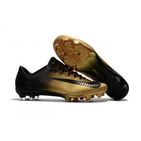 Nike Mercurial Vapor 11 FG Nouveaux Crampons de Foot Noir Or