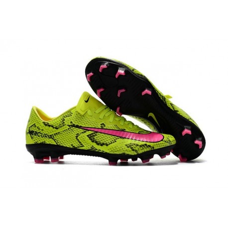 Nike Mercurial Vapor 11 FG Nouveaux Crampons de Foot Jaune Rose