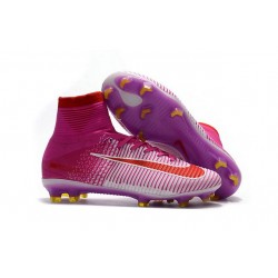 Nike Chaussure de Foot Meilleur Mercurial Superfly 5 FG ACC Rose Rouge Blanc