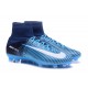 Nike Mercurial Superfly V FG Nouvel 2017 Crampons de Football Bleu Blanc Noir