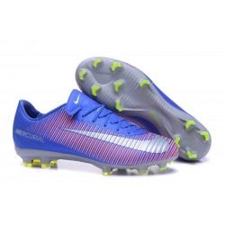 Nike Mercurial Vapor 11 FG Nouveaux Crampons de Foot Rose Bleu Argent