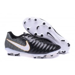 Nike Crampons de Foot Tiempo Legend 7 FG Cuir - Noir Blanc Or