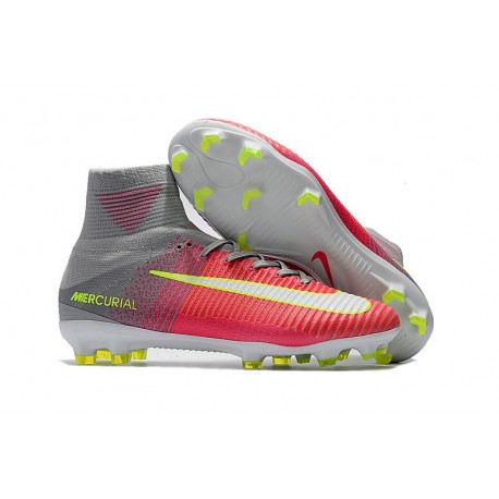 Nike Mercurial Superfly V FG Nouvel 2017 Crampons de Football Rosa Gris