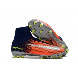 Nike Mercurial Superfly V FG Nouvel 2017 Crampons de Football Bleu Chrome Orange