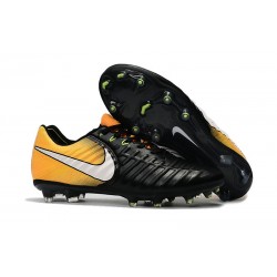 Nike Crampons de Foot Tiempo Legend 7 FG Cuir - Jaune Noir Blanc
