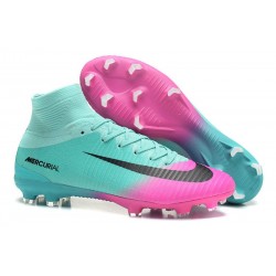 Nike Mercurial Superfly V FG Nouvel 2017 Crampons de Football Bleu Rose Noir