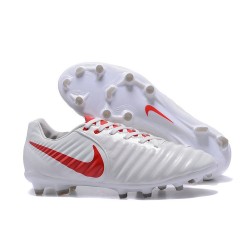 Nike Crampons de Foot Tiempo Legend 7 FG Cuir - Blanc Rouge