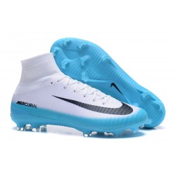 Nike Chaussure Foot Neuf Mercurial Superfly 5 FG ACC Blanc Bleu Noir