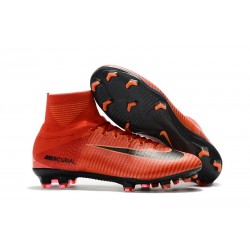 Nike Mercurial Superfly V FG Homme Crampons Football Rouge Noir