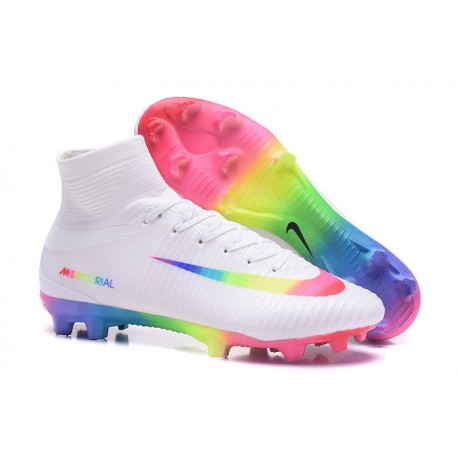 Nike Mercurial Superfly V FG Homme Crampons Football Blanc Coloré