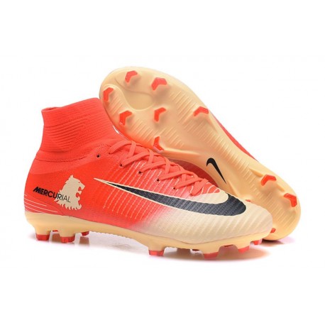 Nike Mercurial Superfly V FG Homme Crampons Football Rouge Or