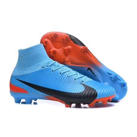 Nike Mercurial Superfly V FG Homme Crampons Football Bleu Noir