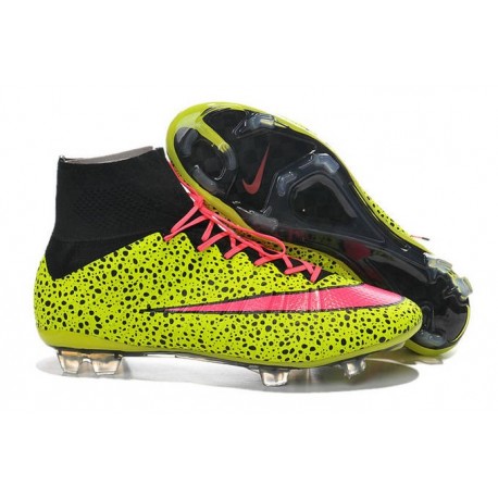 Nouvelle Ronaldo Chaussure Foot Nike Mercurial Superfly FG Safari Jaune Rose