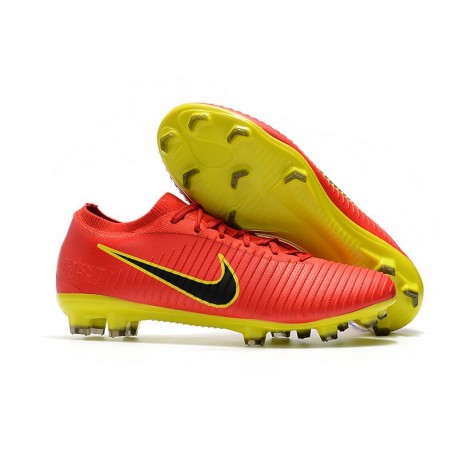 Nike Mercurial Vapor Flyknit Ultra FG Chaussures - Rouge Jaune