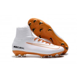 Crampons Football Nouveaux Nike Mercurial Superfly V FG - Blanc Orange