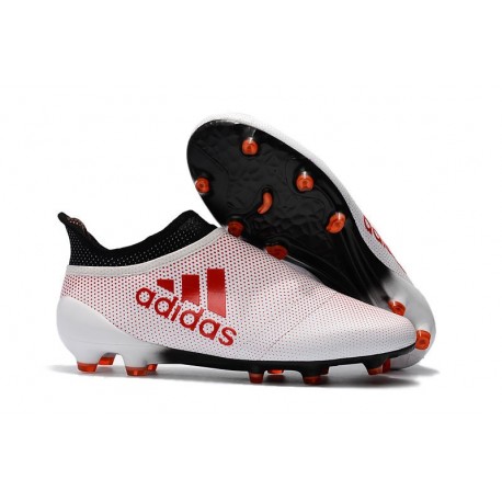 adidas Crampons de Football X17+ Purespeed FG - Blanc Rouge