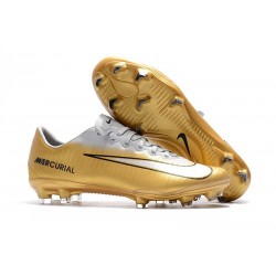 Nike Mercurial Vapor 11 FG Chaussures de Football - Or Blanc