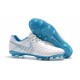 Nike Tiempo Legend VII FG Cuir Chaussures de Football - Blanc Bleu