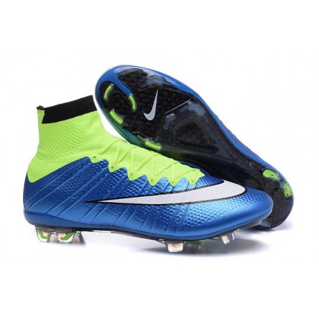 Nouvelle Ronaldo Chaussure Foot Nike Mercurial Superfly FG Bleu Volt Blanc