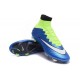 Nouvelle Ronaldo Chaussure Foot Nike Mercurial Superfly FG Bleu Volt Blanc