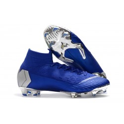 Nike Mercurial Superfly VI Elite FG Nouveau Chaussure Bleu Argent