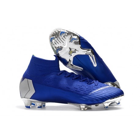 Chaussure Football Nike Mercurial Superfly 6 Elite FG Bleu Argent