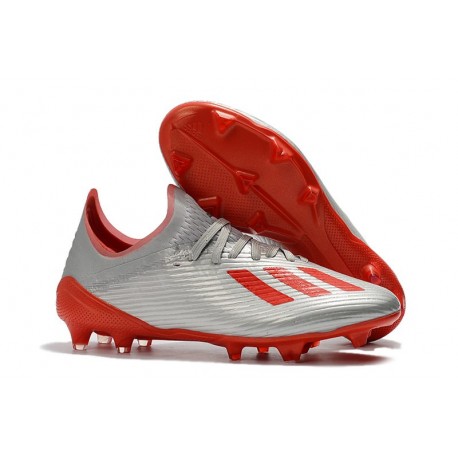 Chaussure de football à crampon adidas X 19.1 FG Argent Rouge