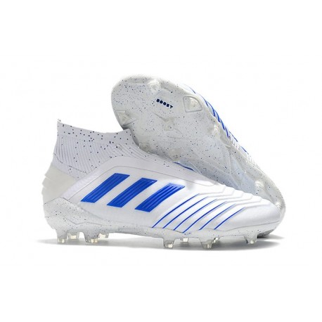 Chaussures de Foot adidas Predator 19+ FG Blanc Bleu