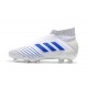 Chaussures de Foot adidas Predator 19+ FG Blanc Bleu