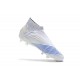 Chaussures de Foot adidas Predator 19+ FG Blanc Bleu