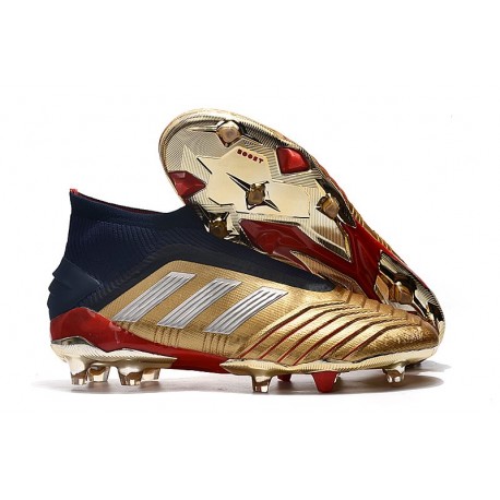 Chaussures de Foot adidas Predator 19+ FG Or Argent Rouge