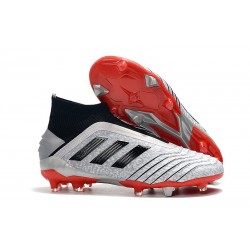 Chaussures de Foot adidas Predator 19+ FG Argent Noir Rouge