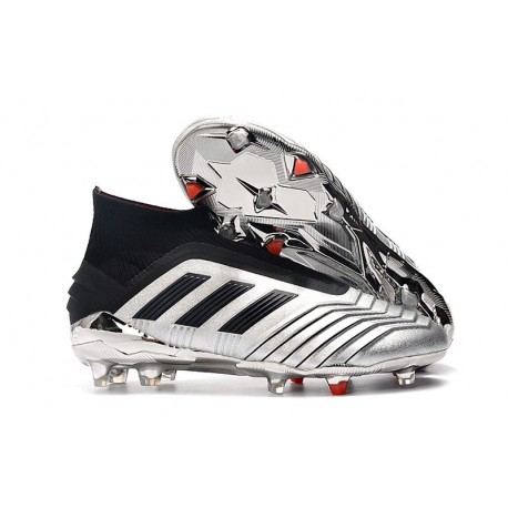 Chaussures de Foot adidas Predator 19+ FG Argent Noir