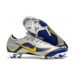 Nike Mercurial Vapor 12 Elite FG Crampons - Argent Bleu Jaune